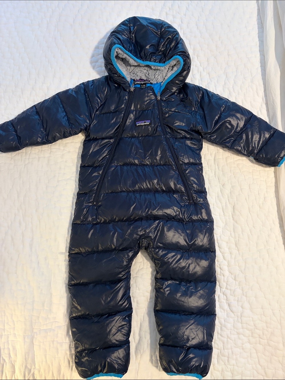 Patagonia Navy Blue Hooded Infant Bunting Suit